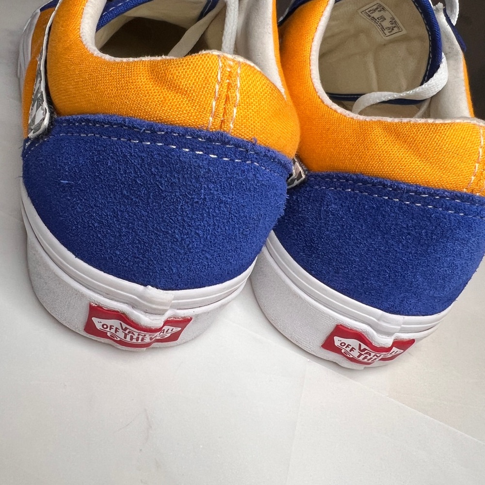 Vans Old School Low Velcro Checkerboard Blue Yellow - Picture 3 of 8